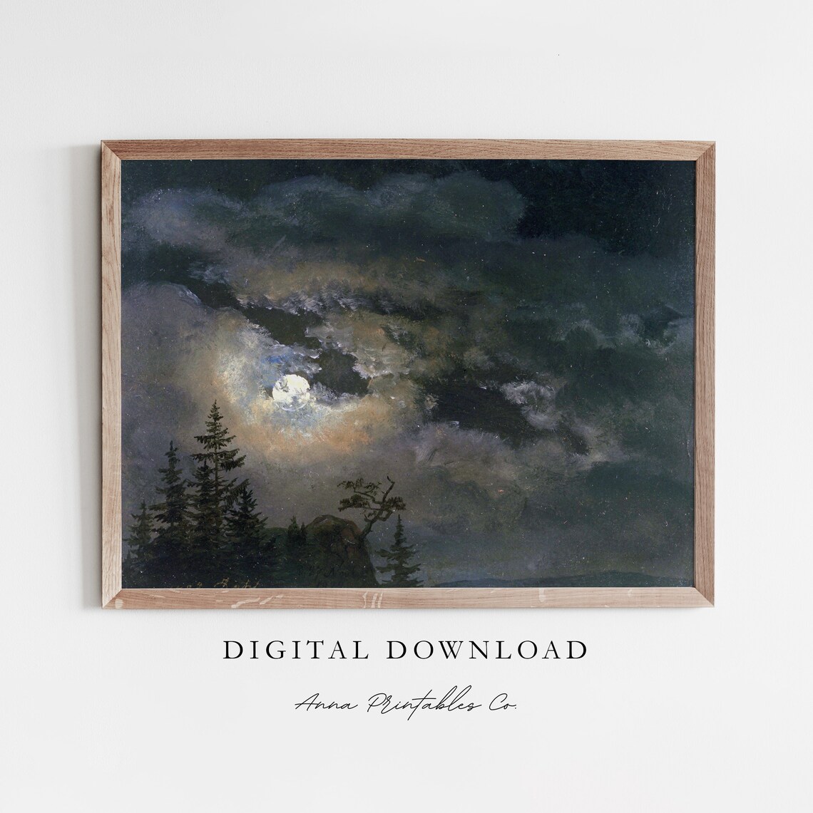 Moon Over The Trees Gothic Night Sky Art Print