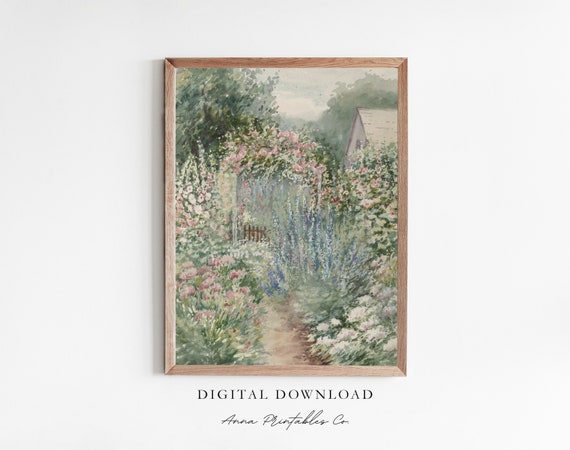 Garden In Bloom Antique Cottage Garden Art Print