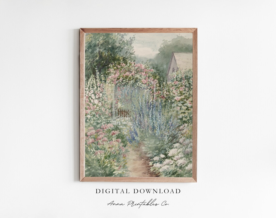 Garden In Bloom Antique Cottage Garden Art Print