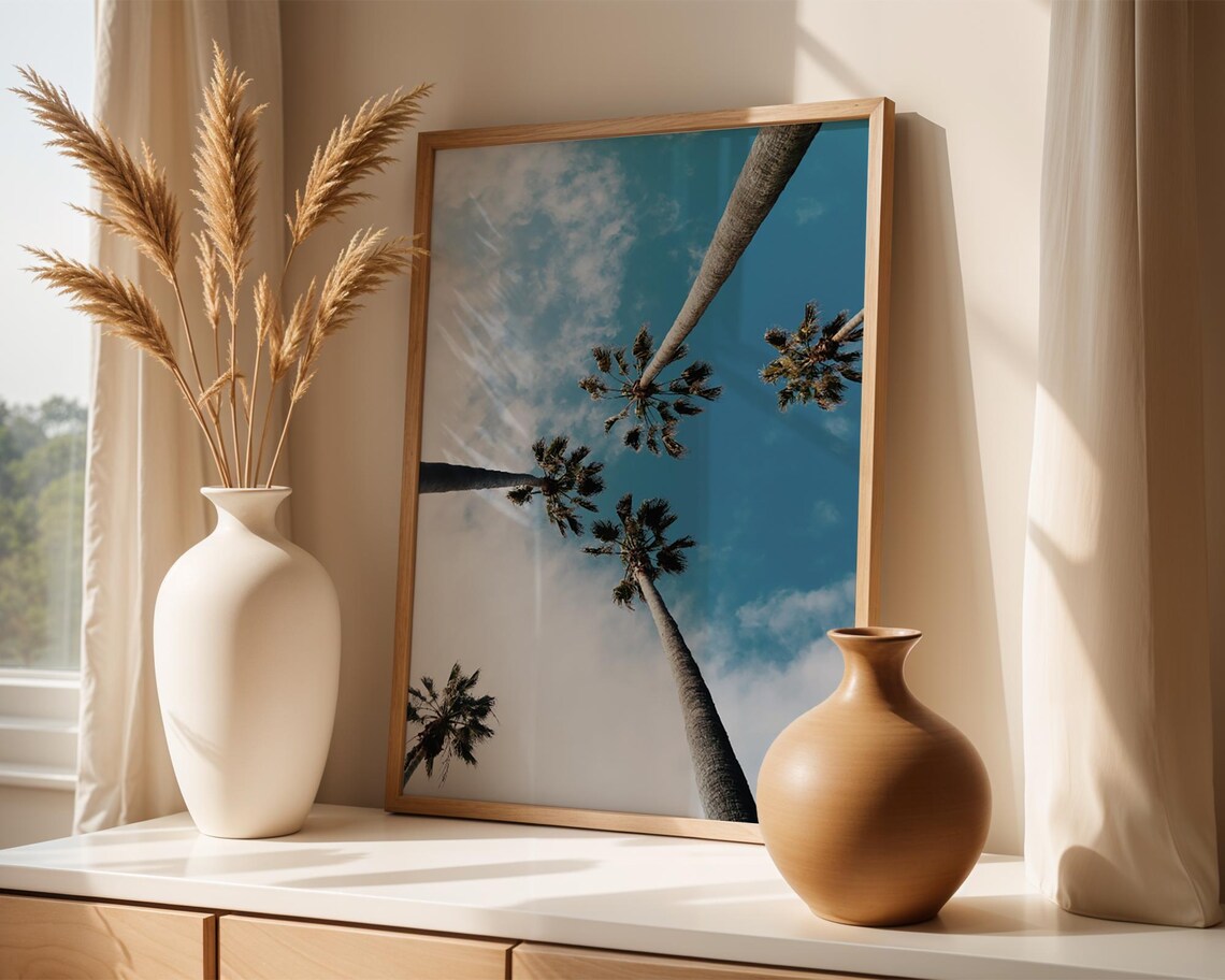 Minimalist Palm Tree Sky Art Print, Coastal Decor - Image 2