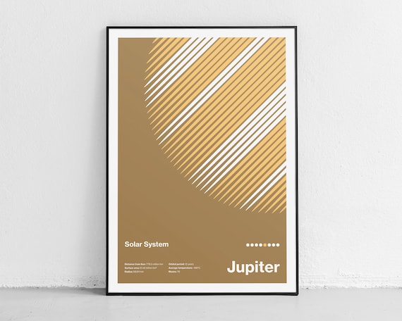 Jupiter Solar System Gold Minimalist Planet Astronomy Art Poster
