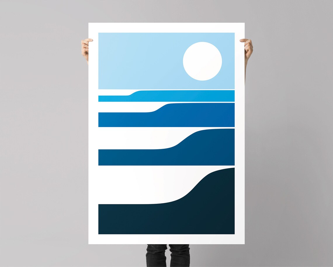 Sunrise Waves Poster, Modern Minimalist Surf Art Print - Image 3