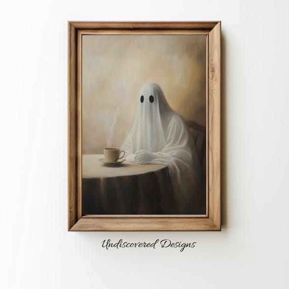 And Coffee Spooky Halloween Art Dcor Wall Vintage Prints Oil Painting