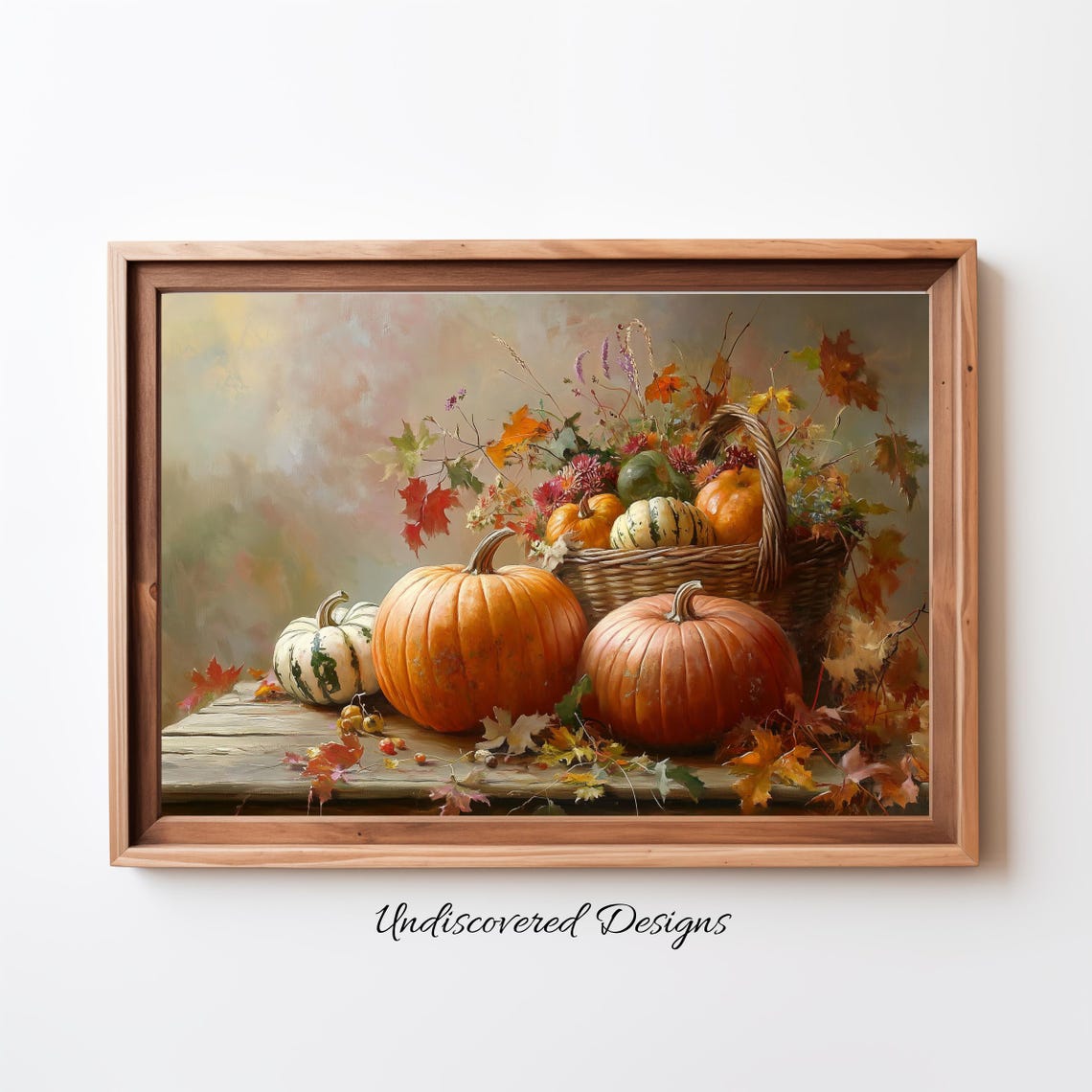 Pumpkins and Gourds Autumn Harvest Still Life Vintage Painting Poster