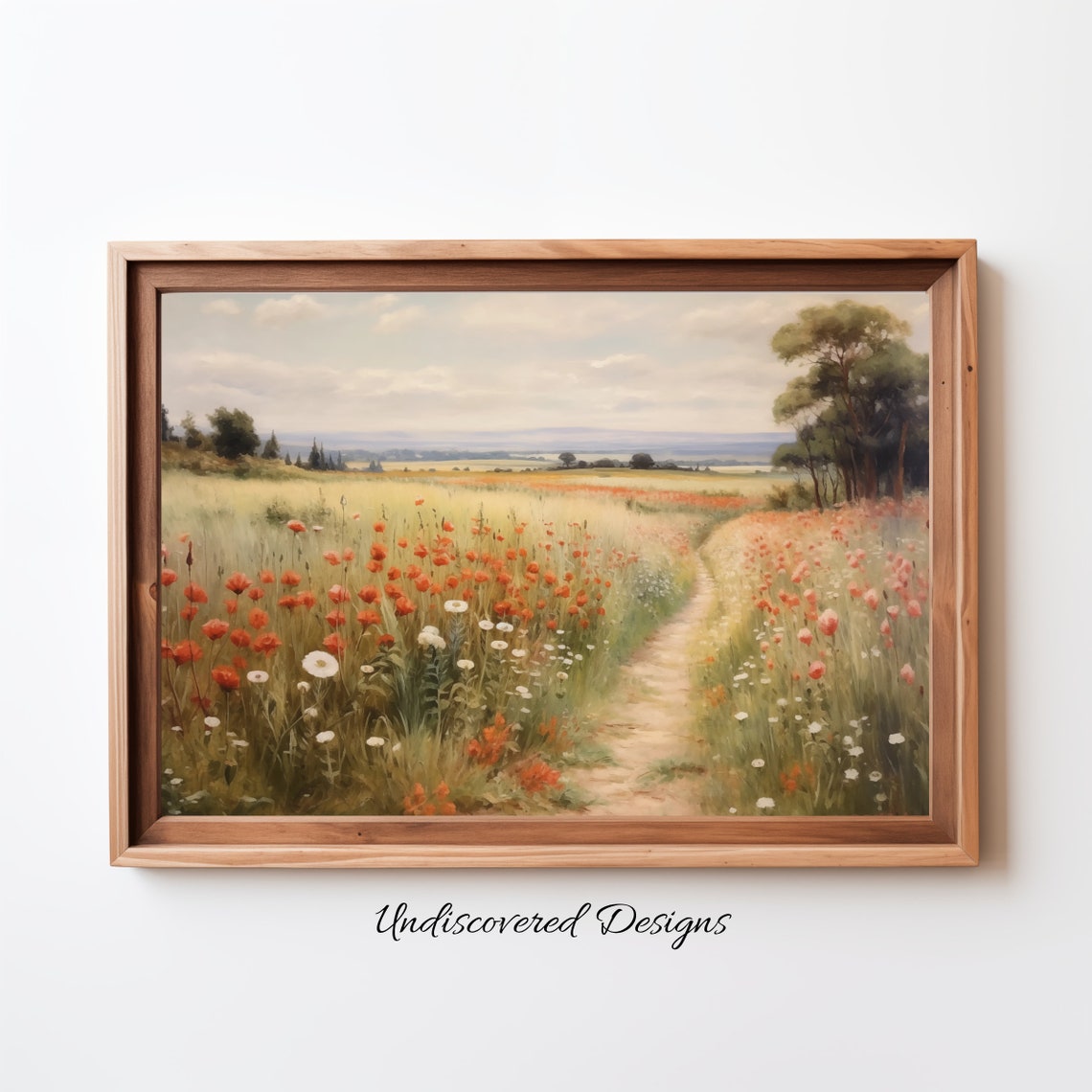 Wildflower Poppy Field Path Spring Landscape Oil Painting Poster