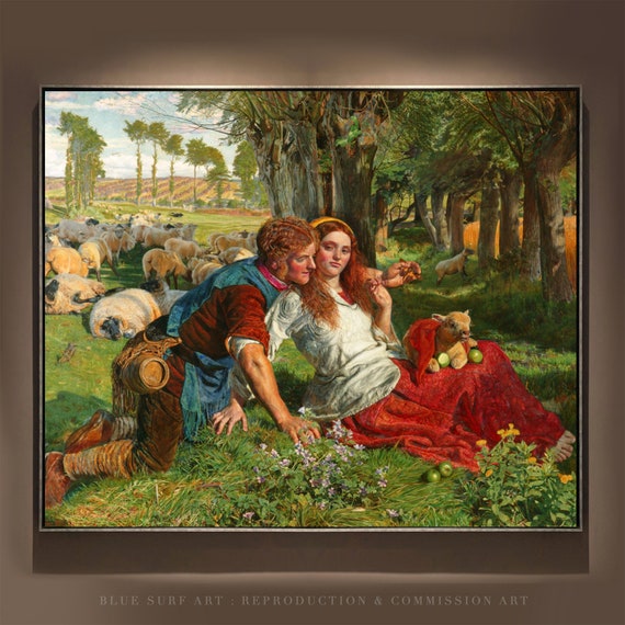 Hand Painted The Hireling Shepherd By William Holman Hunt Reproduction Art Wall Art Housewarming Gift Painting Home Decor Art