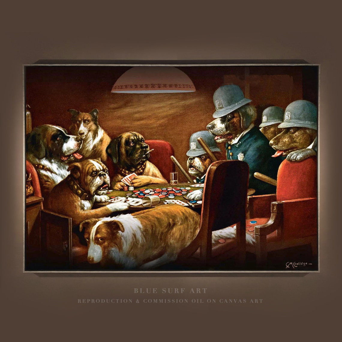 Cassius Coolidge Pinched with Four Aces Dogs Poker Police Poster