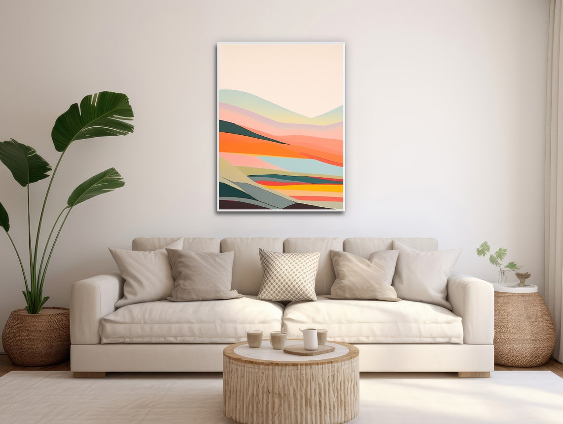 Large Abstract Landscape Wall Art Framed Print Modern Landscape Painting Colorful Artwork Misty Horizon 2 - Image 3