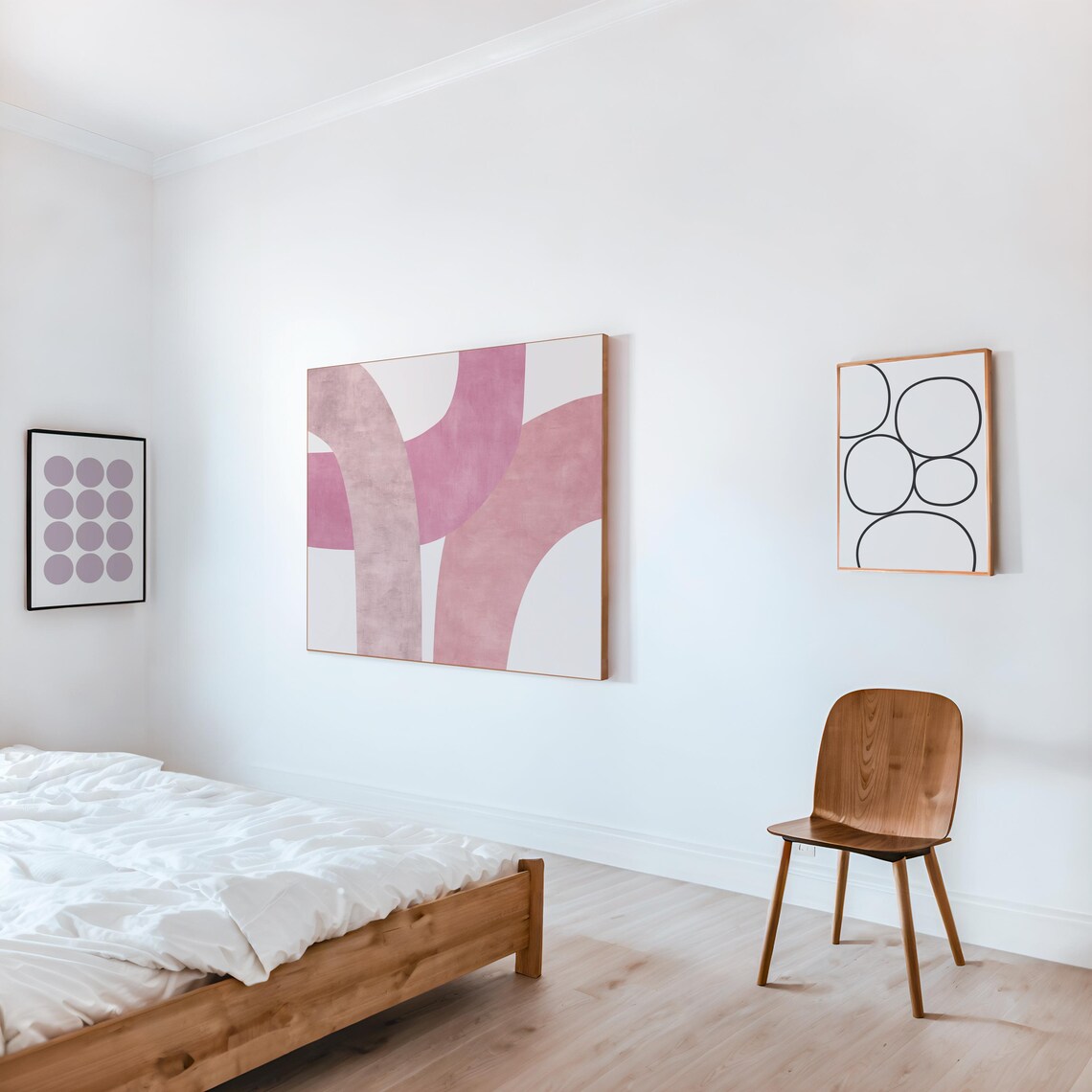 Blush Pink Organic Curved Shapes Mid Century Minimalist Abstract Poster - Image 3