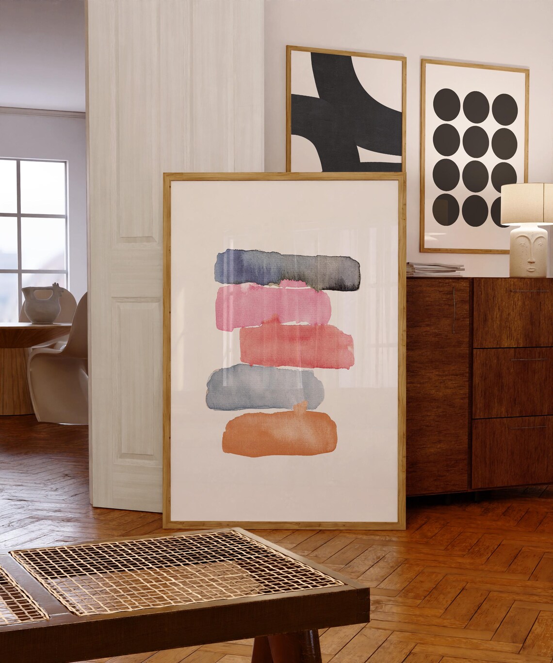 Stacked Watercolor Brush Strokes Pastel Minimalist Art Poster