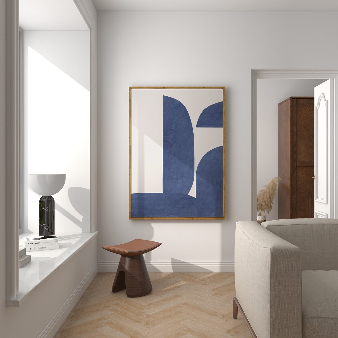 Midcentury Organic Lines, Blue Nova Beige Art Print - Image 3