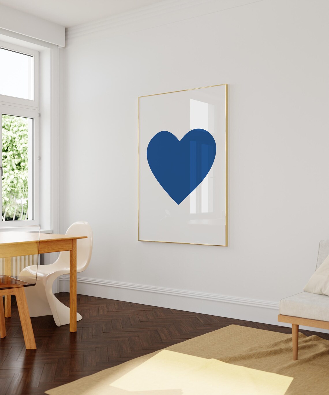 Mid-Century Valentine Blue Heart Art Print - Image 2