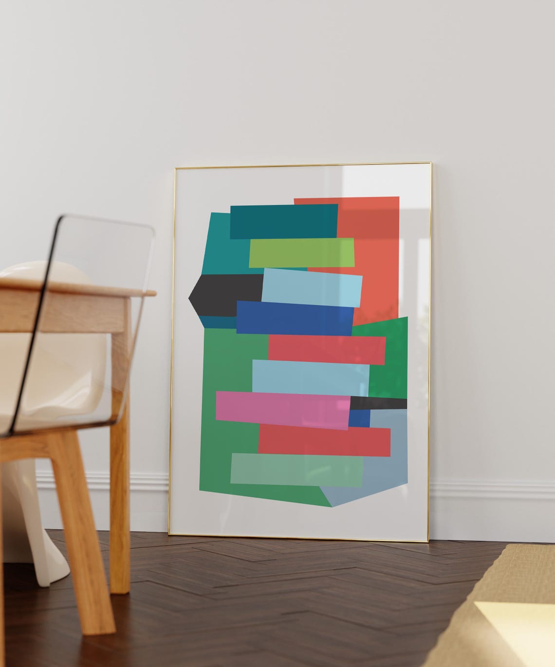 Colorful Geometric Blocks Mid Century Modern Abstract Wall Art - Image 2