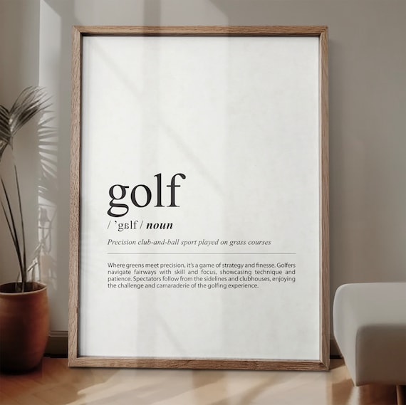 Golf Definition Dictionary Typography Fan Gift Sports Wall Decor Poster