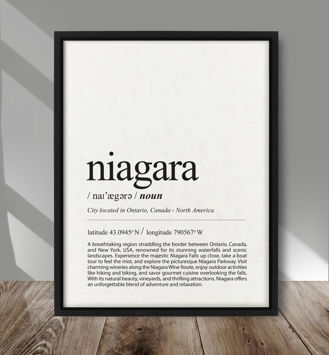 Niagara Definition Poster, City Typography Travel Art Print
