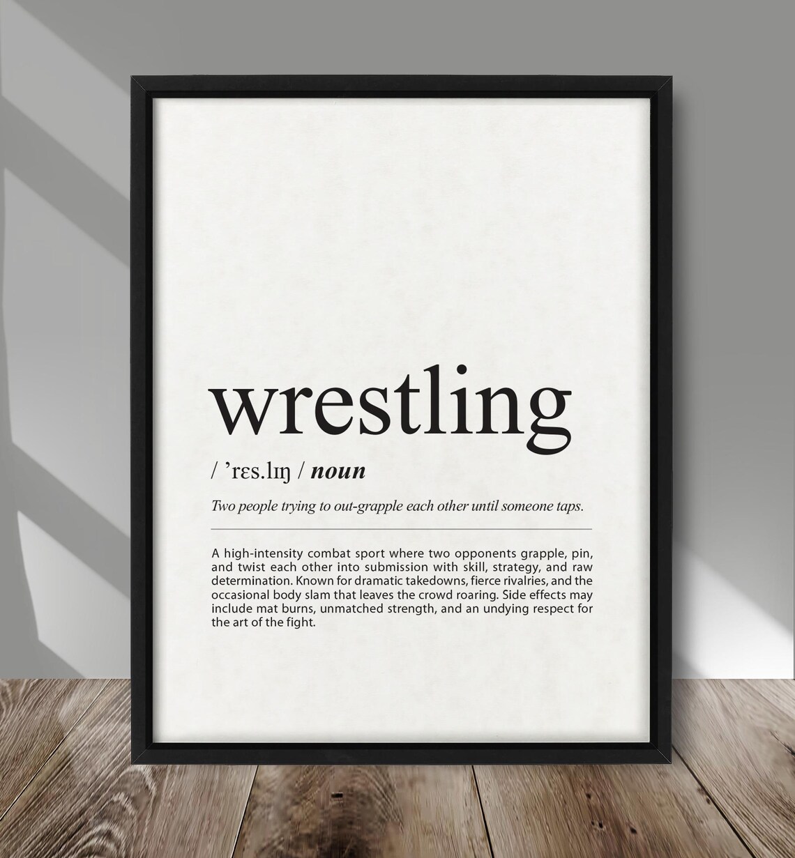 Wrestling Definition Dictionary Typography Fan Gift Sports Decor Poster