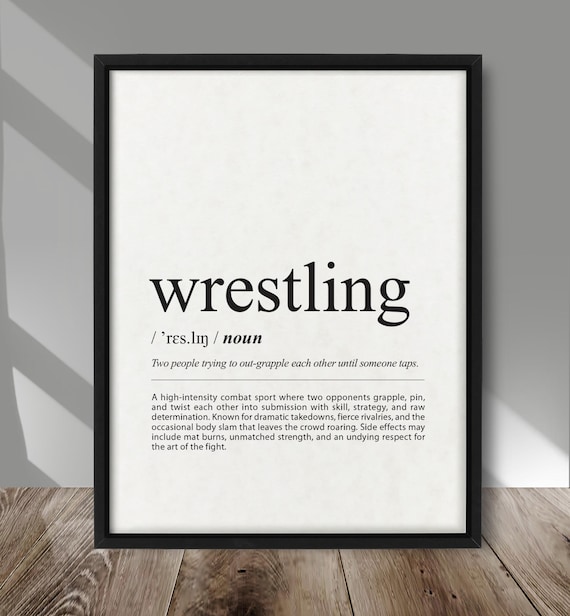 Wrestling Definition Dictionary Typography Fan Gift Sports Decor Poster