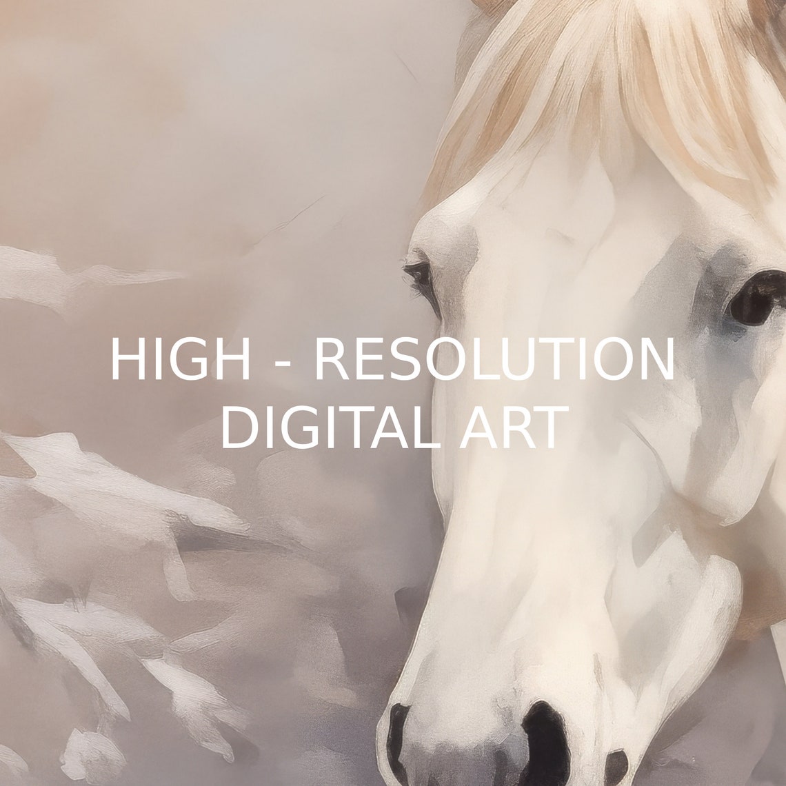 White Horse in a Snowy Forest Winter Landscape Painting Poster - Image 2