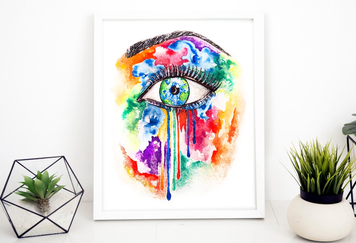Colorful Eye Watercolor Painting Abstract Dripping Eye Poster - Image 2