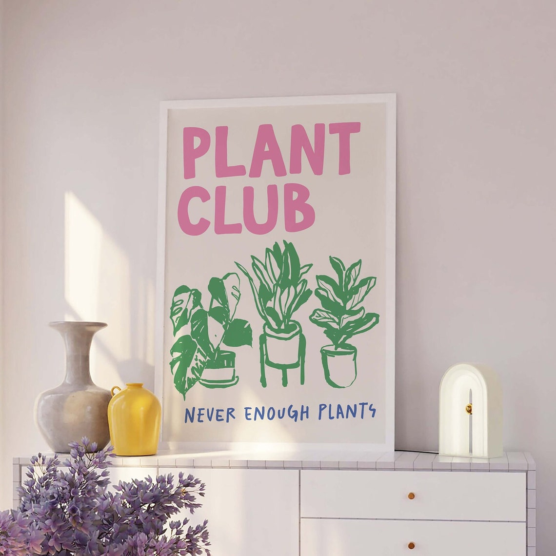 Plant Club Never Enough Plants Green Houseplant Lover Art Poster - Image 2