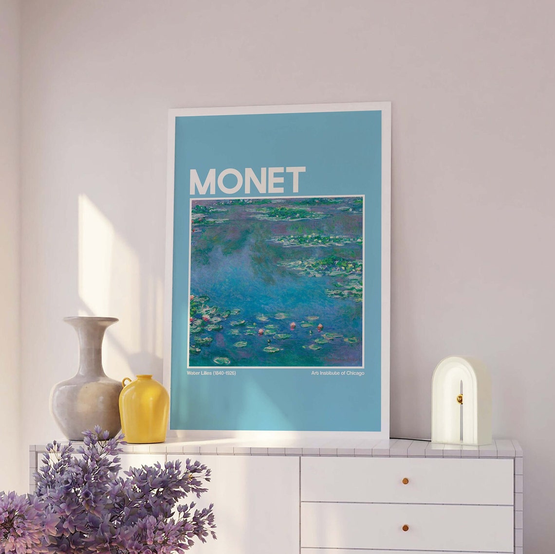 Monet Water Lilies Blue Exhibition Poster Impressionist Art Chicago - Image 4
