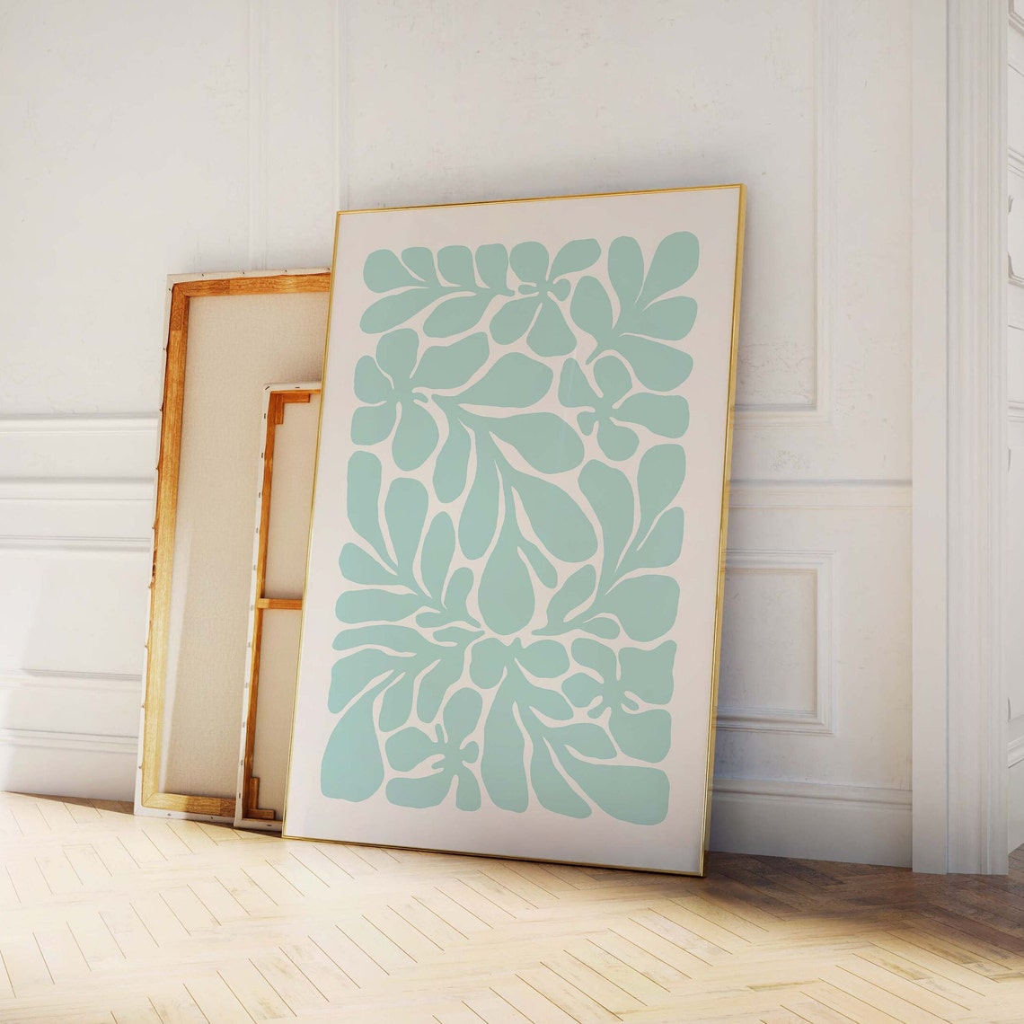 Mint Seaweed Leaf Abstract Botanical Art Poster for Modern Decor - Image 2