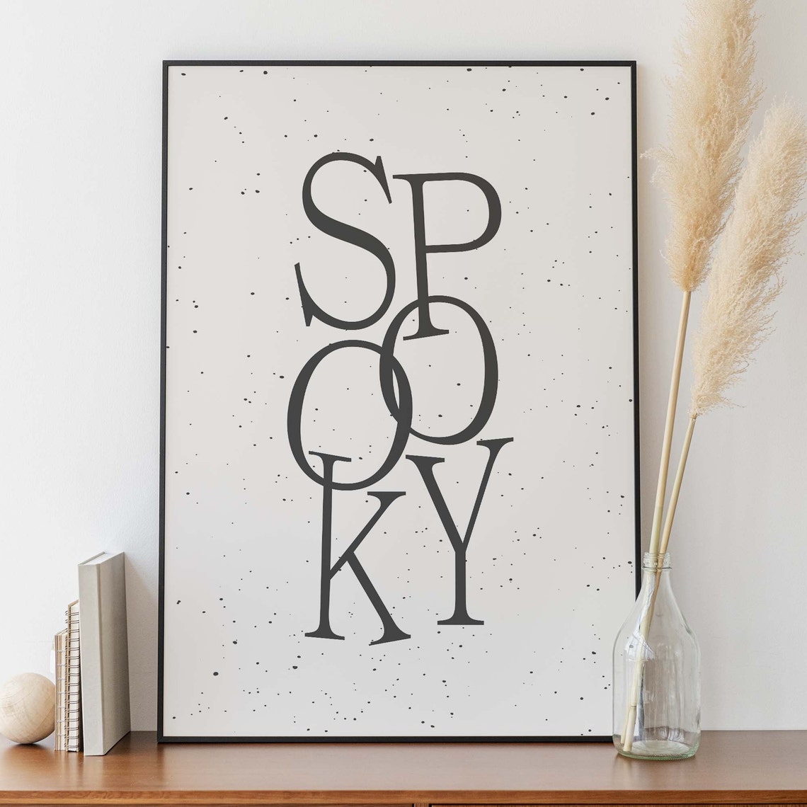 Spooky Minimal White Halloween Typography Art Wall Decor Poster