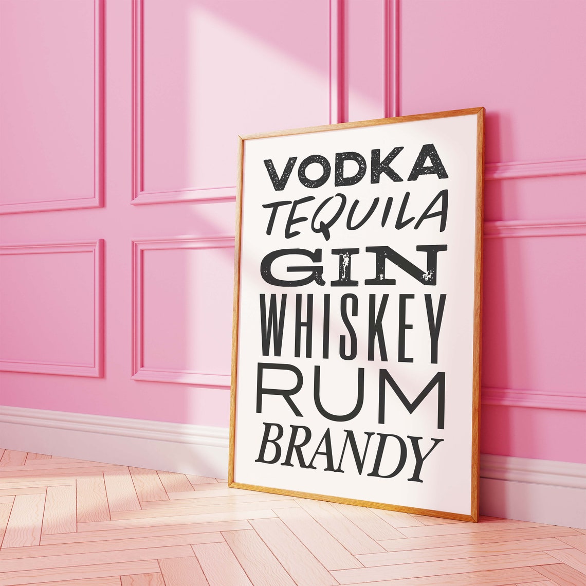 Vodka Tequila Gin Whiskey Rum Brandy Black Bar Typography Poster - Image 3