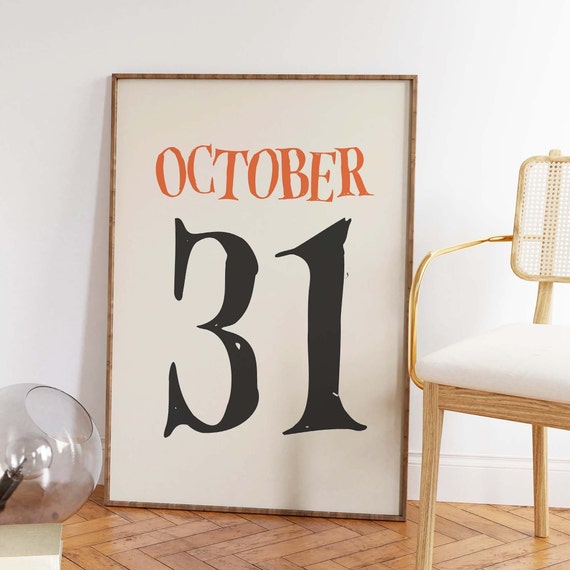 October 31 Print Art Halloween Wall Decor Cute Halloween Art Print Trendy Halloween Wall Art Spooky Season Decor