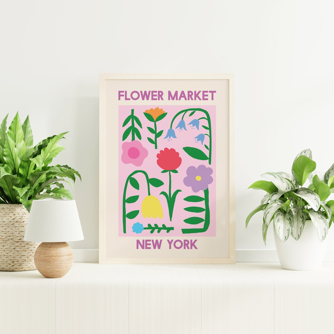 Flower Market New York Pink Garden Floral Vintage Art Poster - Image 2