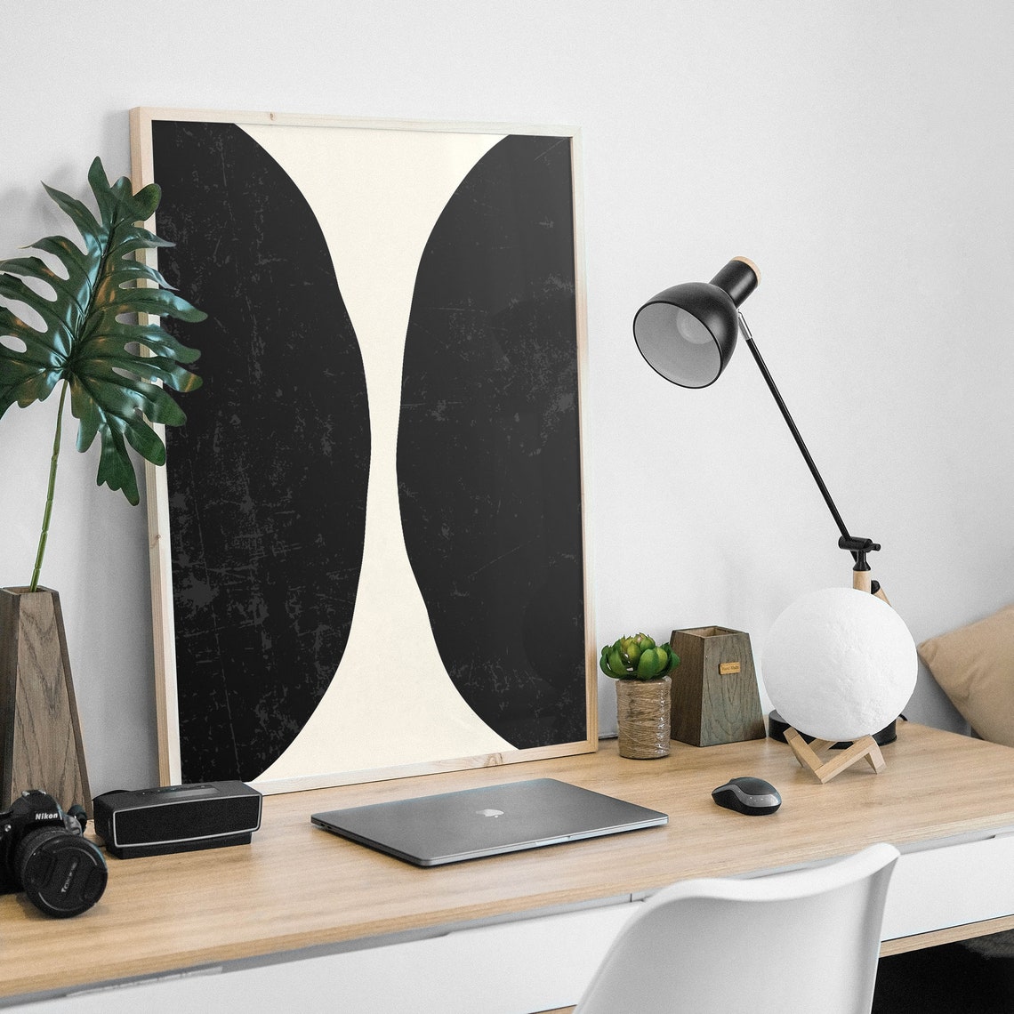 Abstract Black Wall Print Art Neutral Mcm Art Minimal Abstract Shapes Art Cute Trendy Wall Art - Image 5