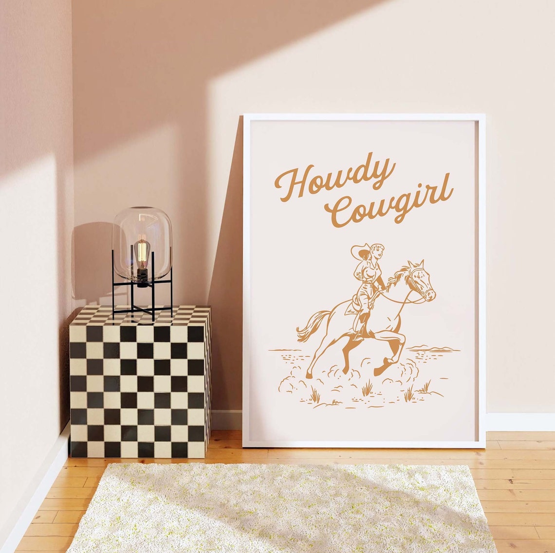 Howdy Cowgirl Tan Horseback Rider Retro Western Style Wall Art - Image 6
