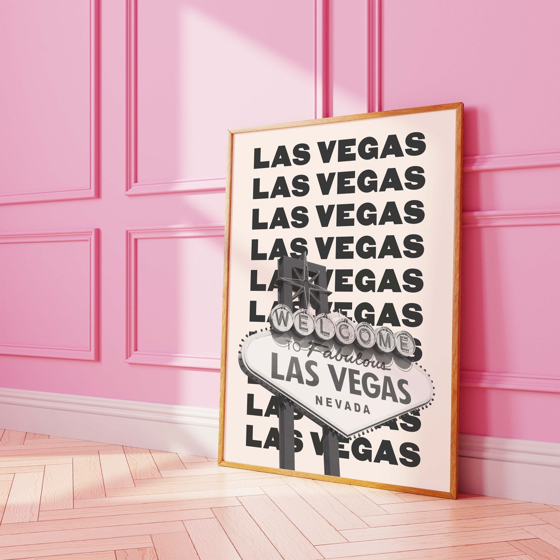 Las Vegas Sign Photography Bold Black Text Repeat Travel Wall Poster - Image 3