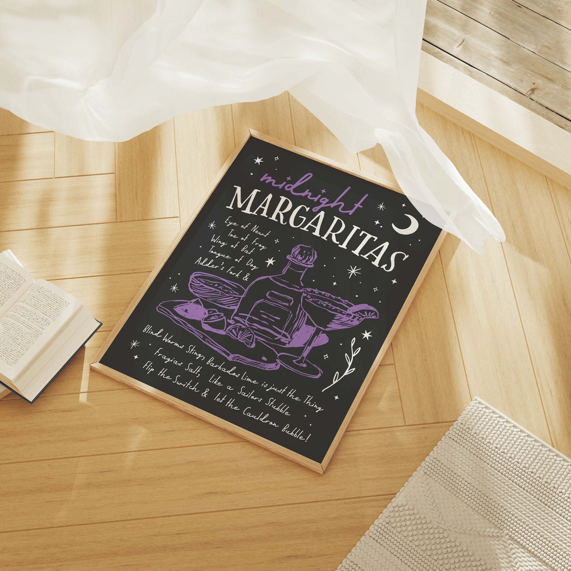 Midnight Margaritas Witchy Cocktail Recipe Art Poster for Bar Cart - Image 3