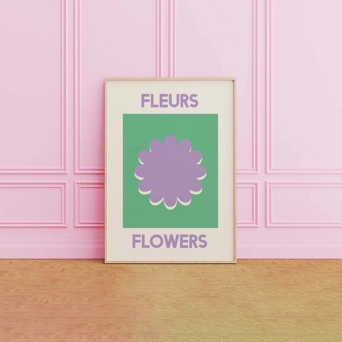 Bold Fleurs Flowers Purple Bloom Green Modern Floral Art Poster - Image 3