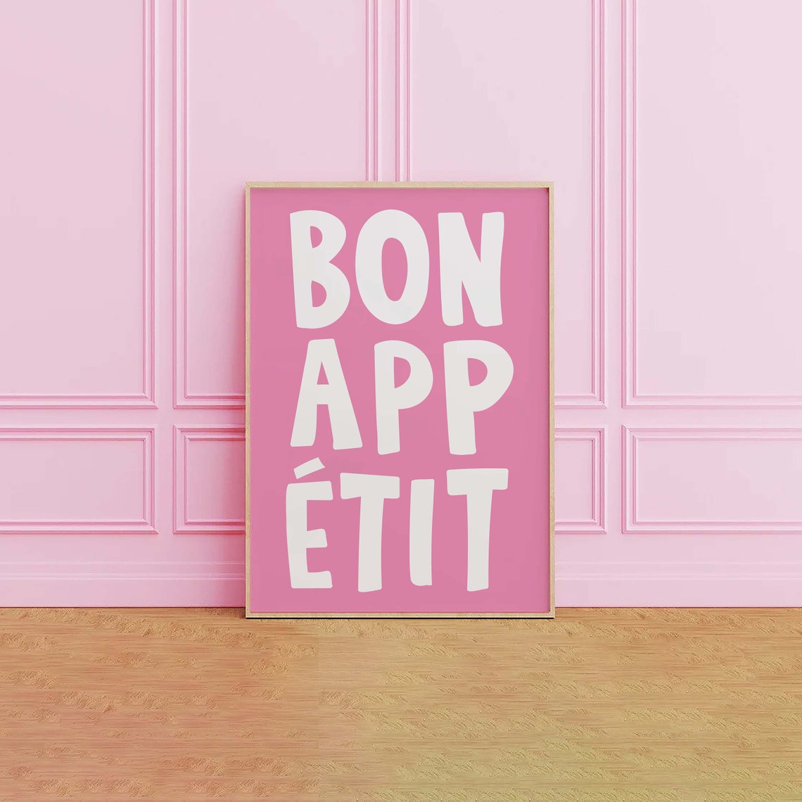 Bon Apptit Print Art Pink Kitchen Decor Foodie Art Poster Cute Trendy Wall Art - Image 2