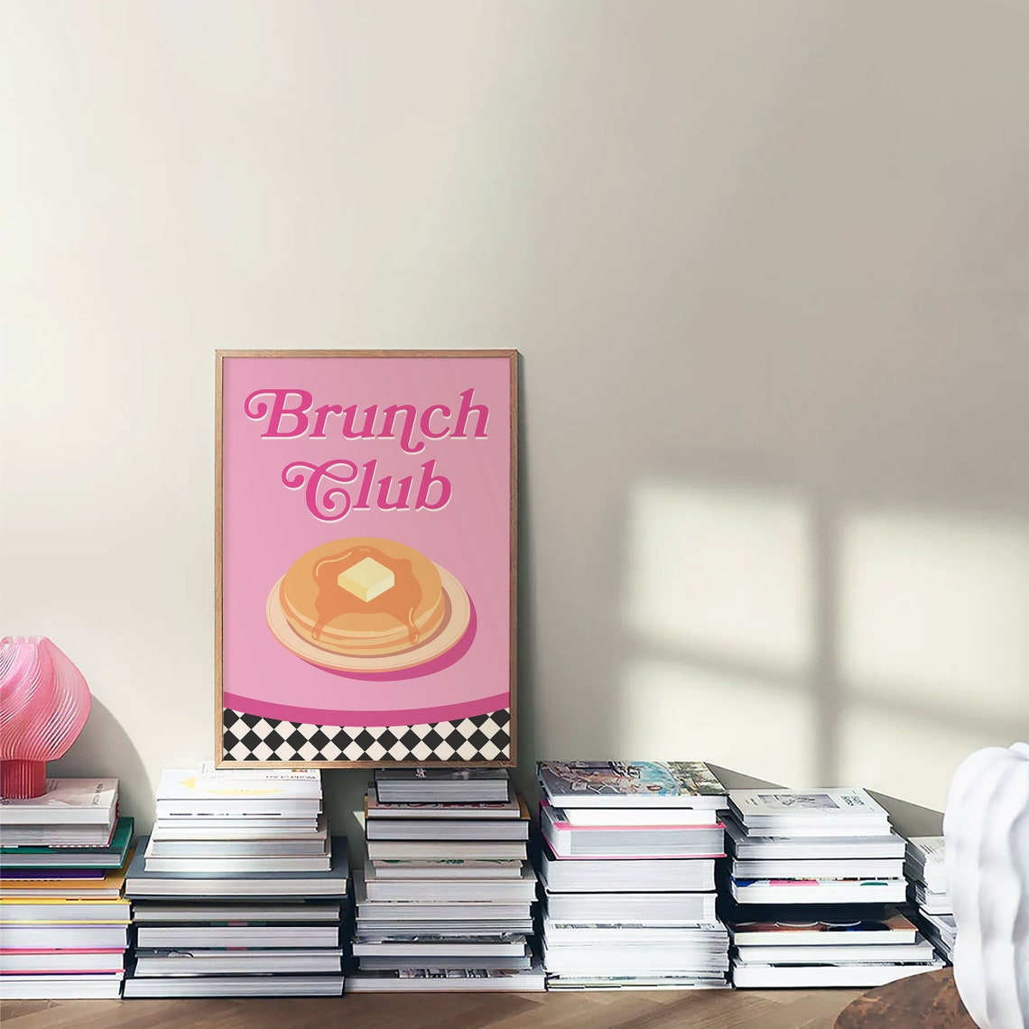 Brunch Club Pink Pancakes Retro Cute Kitchen Breakfast Food Art Poster - Image 6