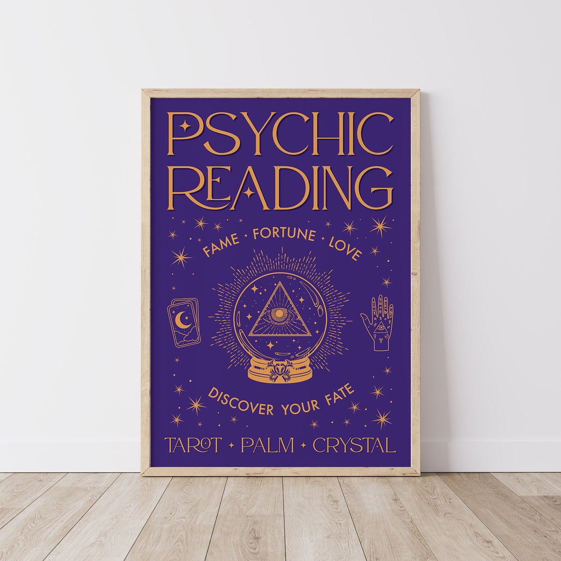 Psychic Reading Tarot Palm Crystal Gold Purple Mystical Art Poster - Image 2