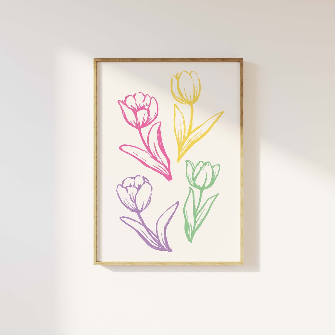 Tulips Print Art Cute Floral Art Print Colorful Flowers Sketch Trendy Easter Decor Spring Wall Decor - Image 4