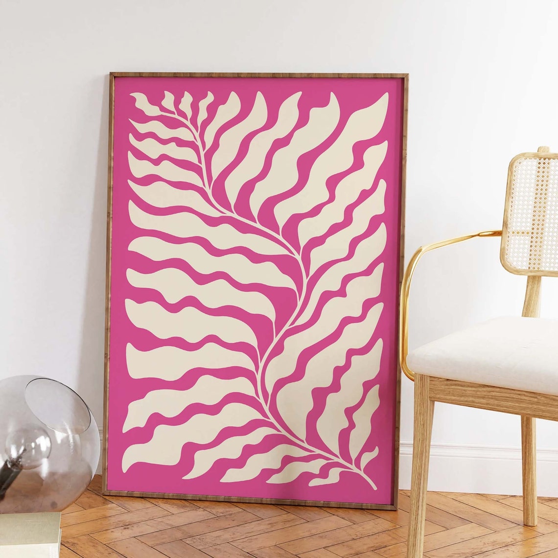 Botanical Print Art Pink Abstract Floral Art Cute Trendy Wall Art Eclectic Maximalist Wall Art - Image 2