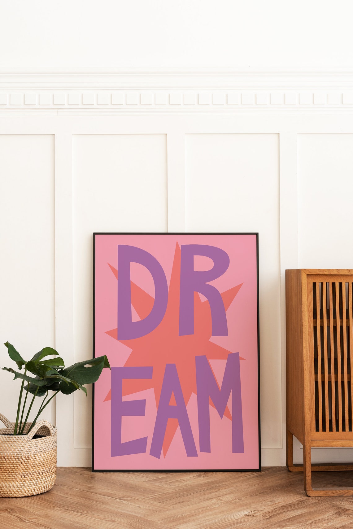 Dream Typography Purple Letters Pink Starburst Inspirational Poster - Image 3