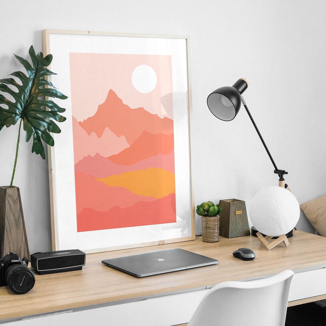 Abstract Mountain Landscape Print Art Modern Boho Desert Sun Art - Image 3