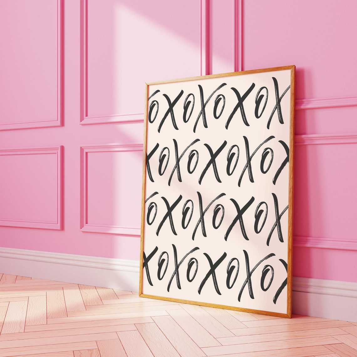 XOXO Brush Script Pattern Neutral Cream Hand Lettered Love Wall Print - Image 4