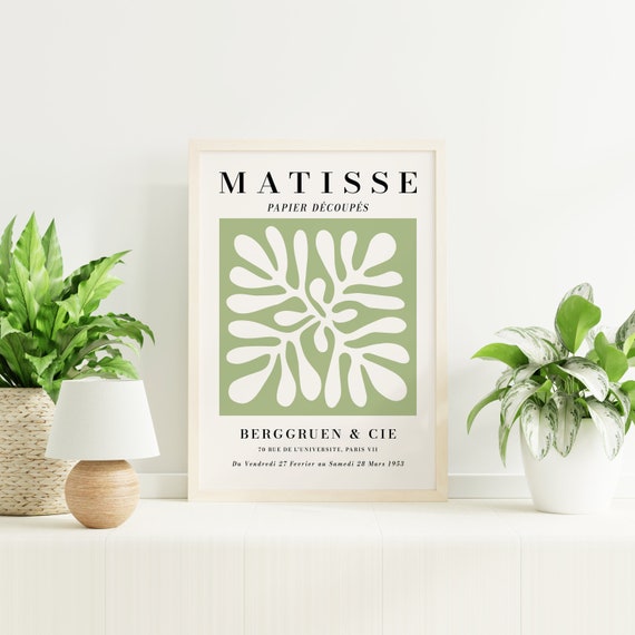 Matisse Exhibition Print Art Sage Green Paper Cut Outs French Abstract Art Cute Trendy Wall Art