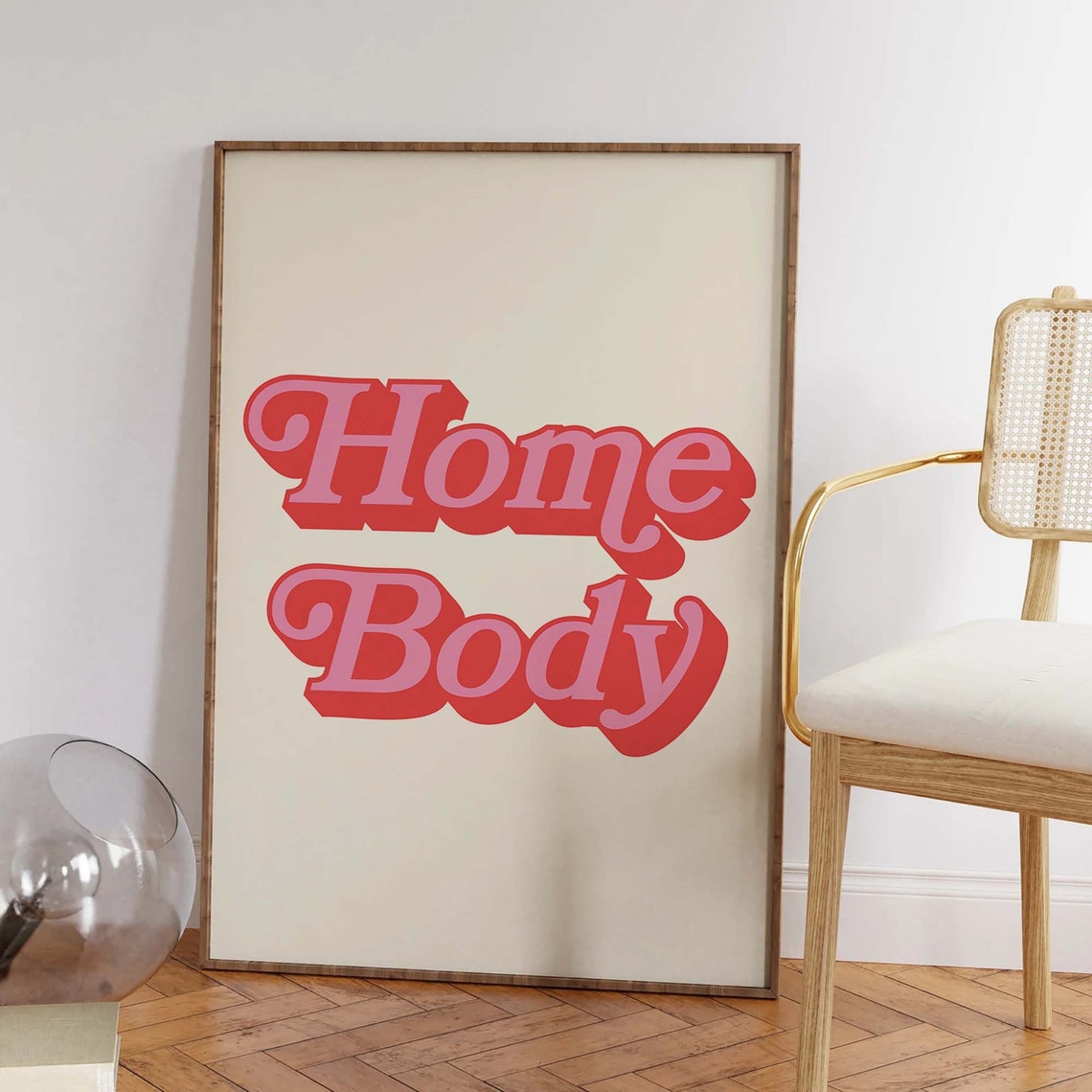 Homebody Print Art Minimal Red Pink Typography Art Cute Wall Art Trendy Art Print - Image 4
