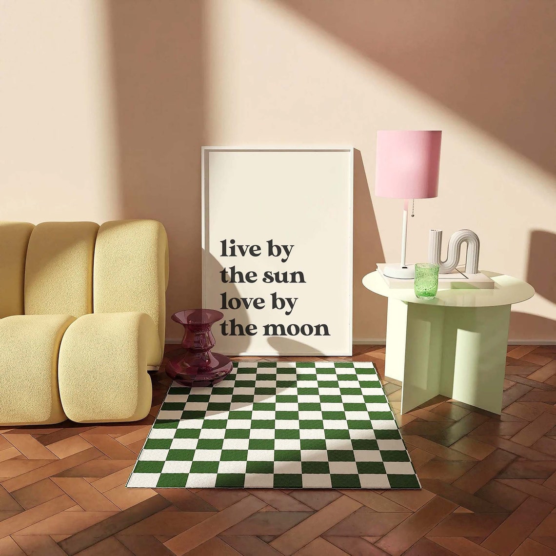 Live By The Sun Love By The Moon White Minimal Quote Typography Poster - Image 3