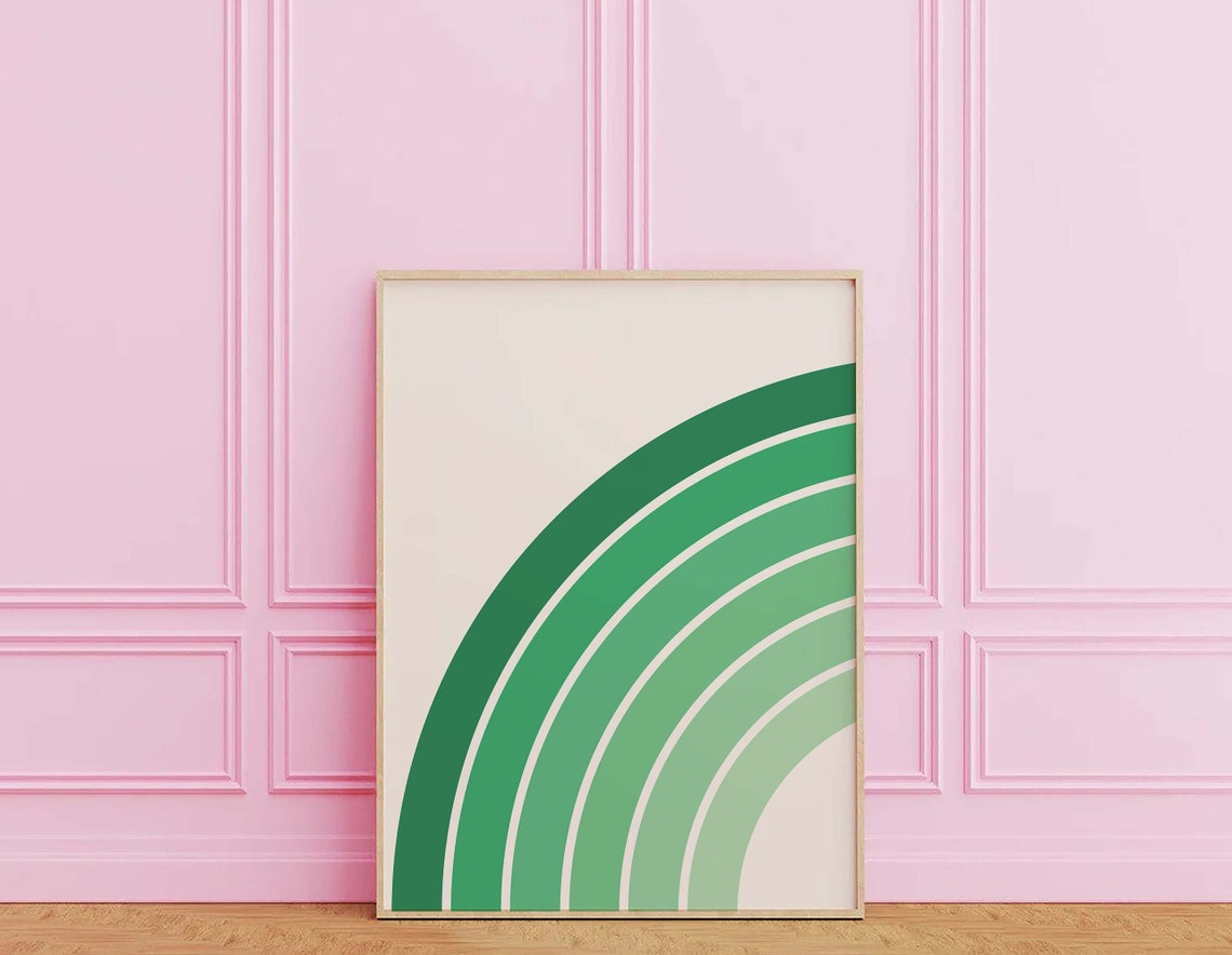 Green Rainbow Gradient Arc Minimalist Retro Trendy Boho Decor Poster - Image 6