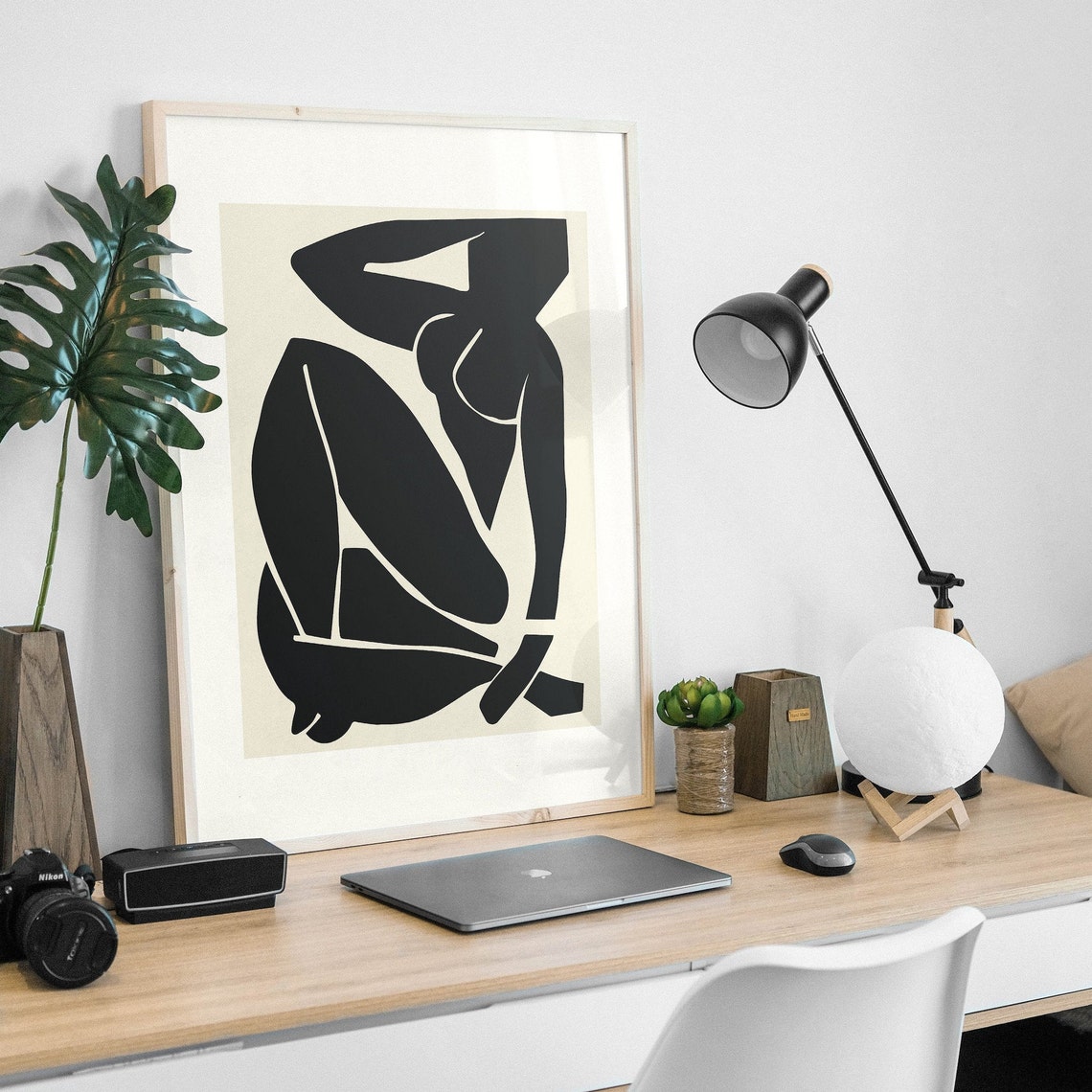 Matisse Style Black Nude Seated Figure Modern Abstract Art Print - Image 4