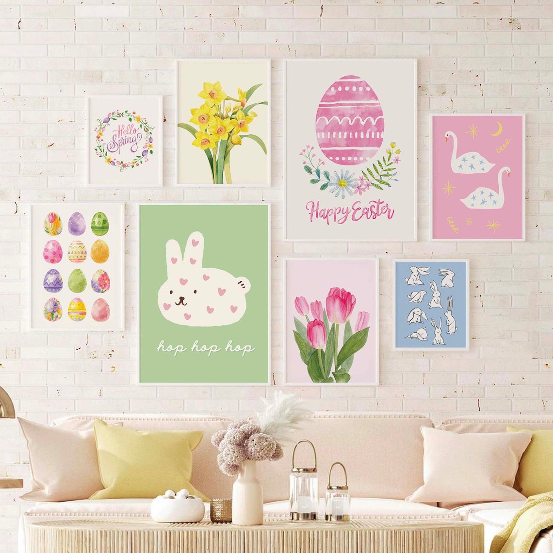 Easter Gallery Wall Art 10 Printables Cute Spring Art Prints Girly Wall Art Trendy Easter Decor Nursery Decor - Image 4