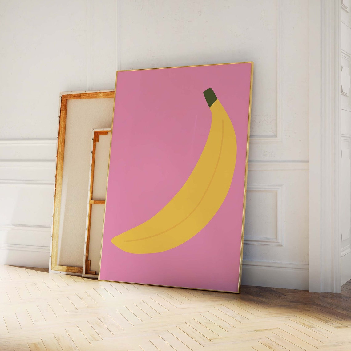 Giant Banana Pop Art Pink Background Fun Fruit Kitchen Poster - Image 3